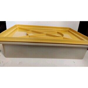 Vintage Tupperware Rectangular Sheet Cake Taker Carrier Harvest Gold 9x13 #622